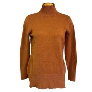 Melanie Lyne Rust Orange Mock Neck Sweater  Womens Small